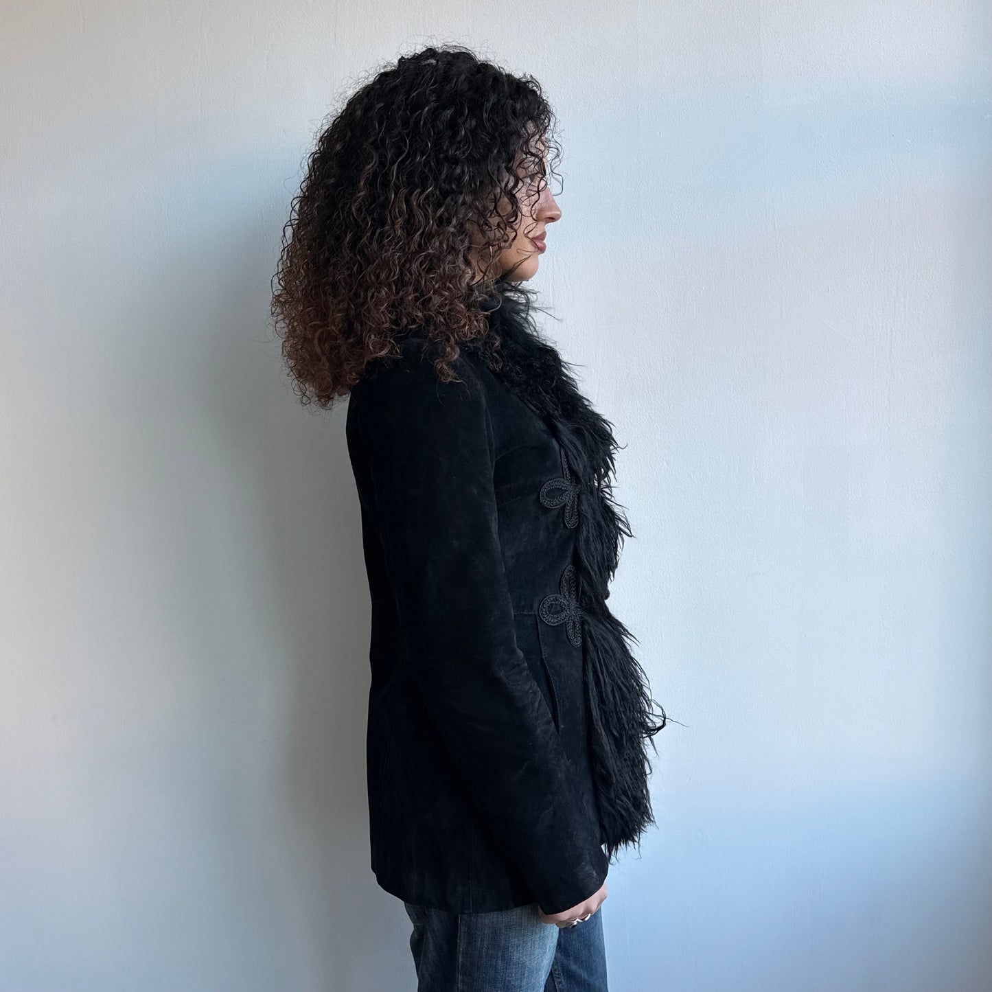Black frog clasp Afghan coat - Size S