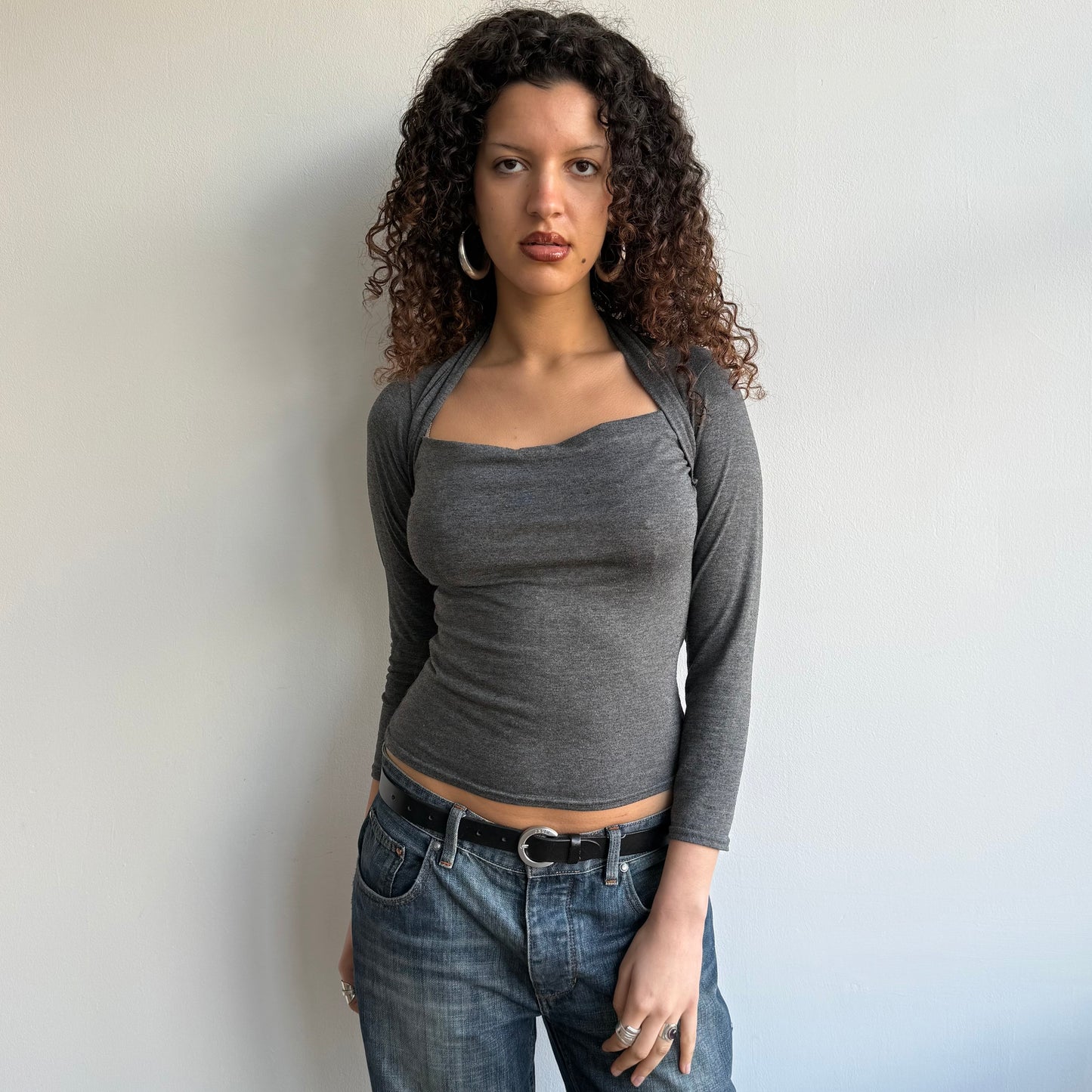 Grey bolero 3/4 sleeve top - Size M