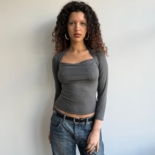 Grey bolero 3/4 sleeve top - Size M