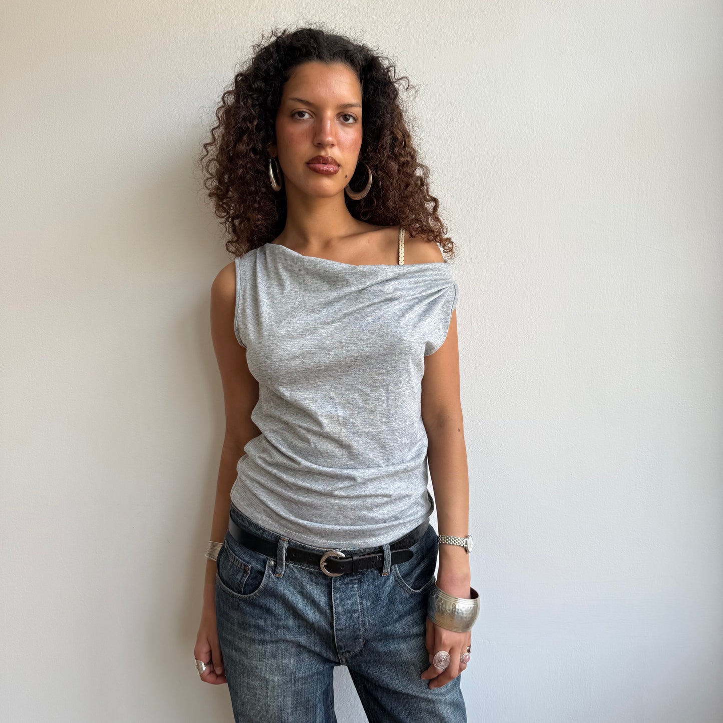 Grey cowl neck top - Size S