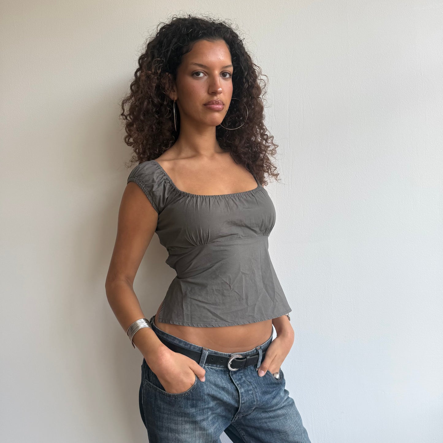 Khaki backless top - Size S/M