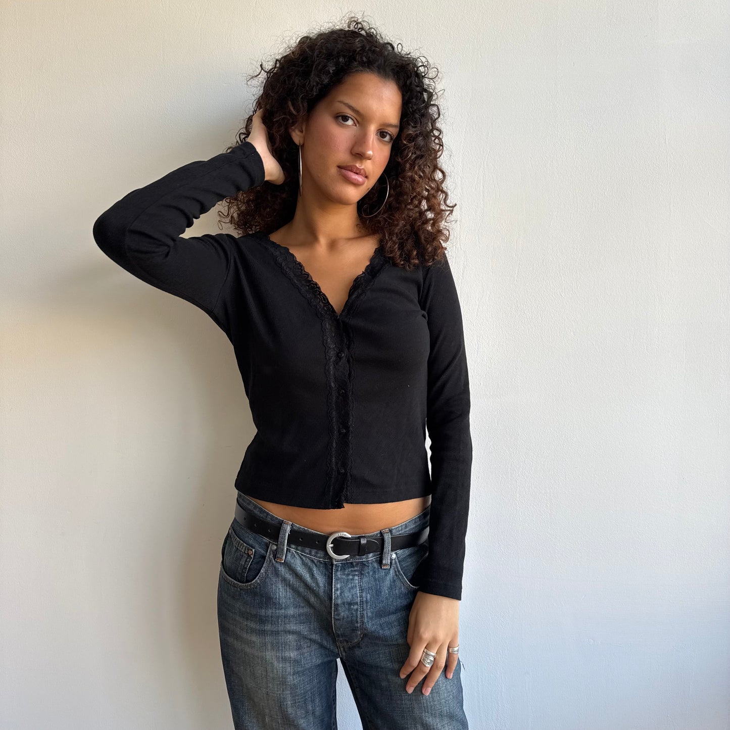 Black pointelle cardi - Size M