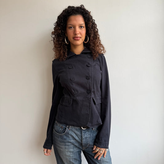 Black asymmetric button peacoat - Size S
