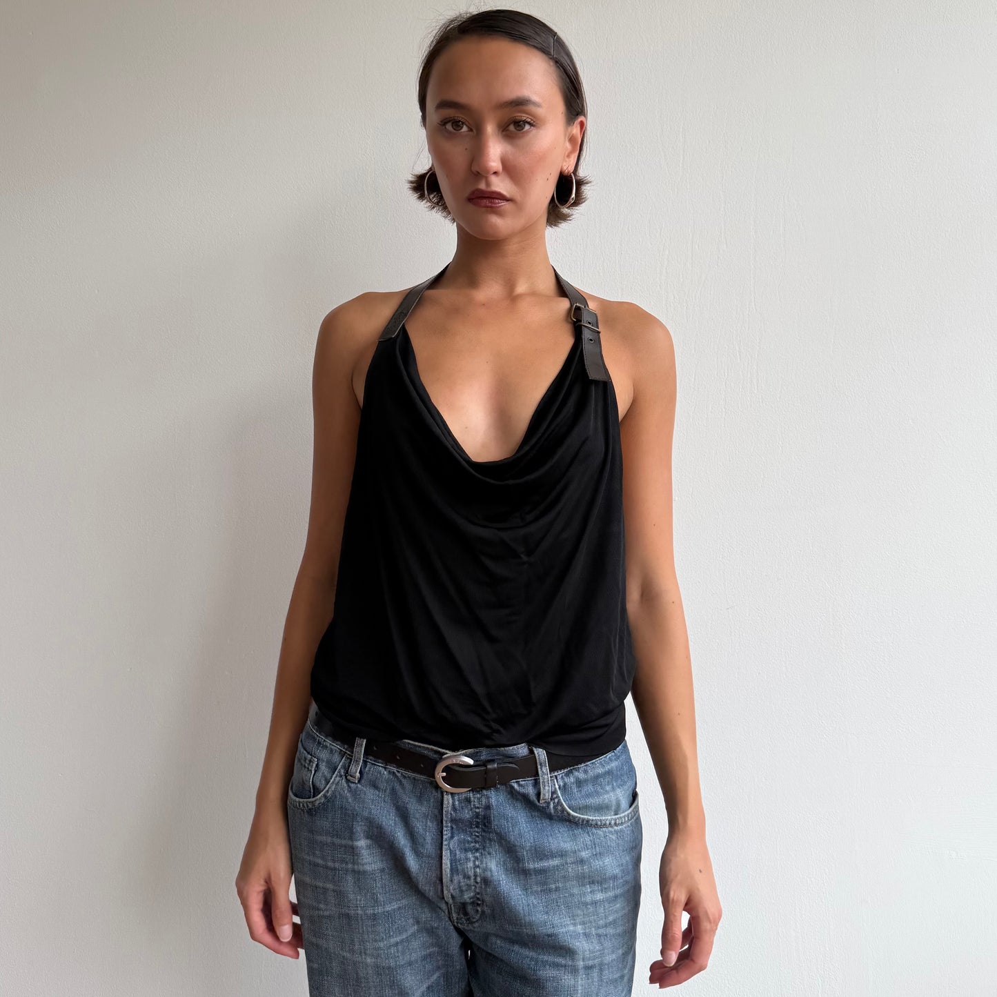 Miss Sixty black leather halter top - Size M