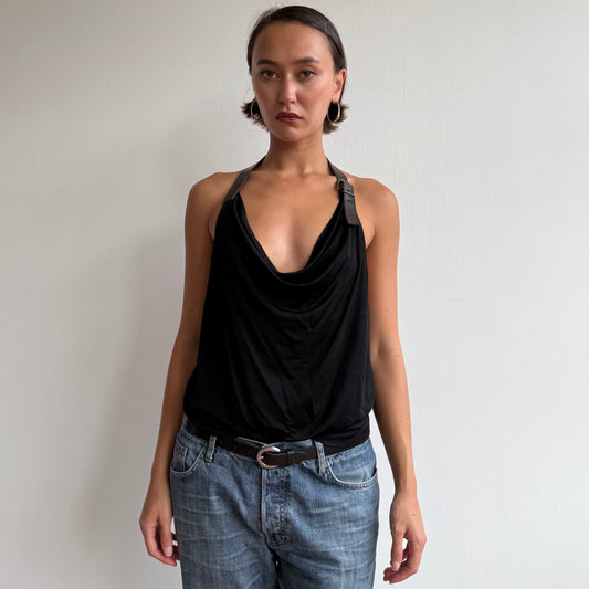Miss Sixty black leather halter top - Size M
