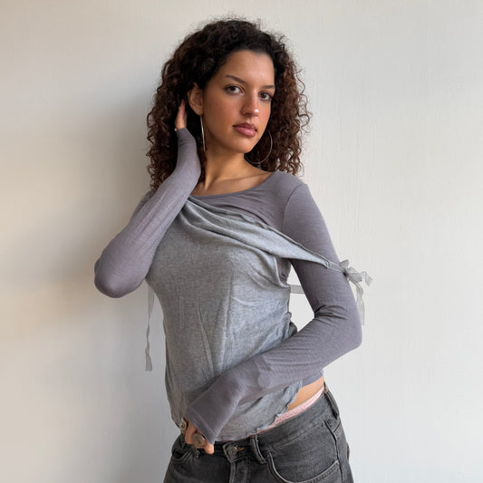 Grey bi-material long sleeve - Size S