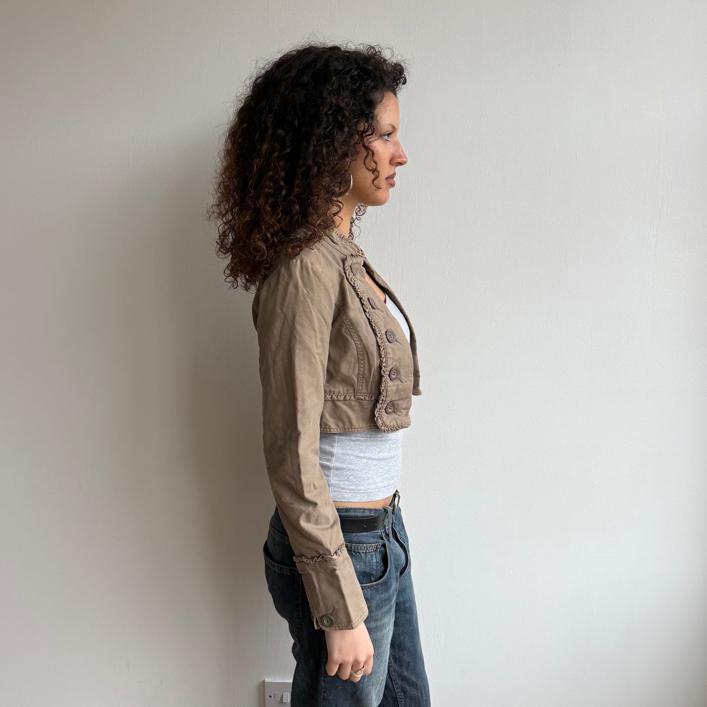 Beige cropped military jacket - Size S