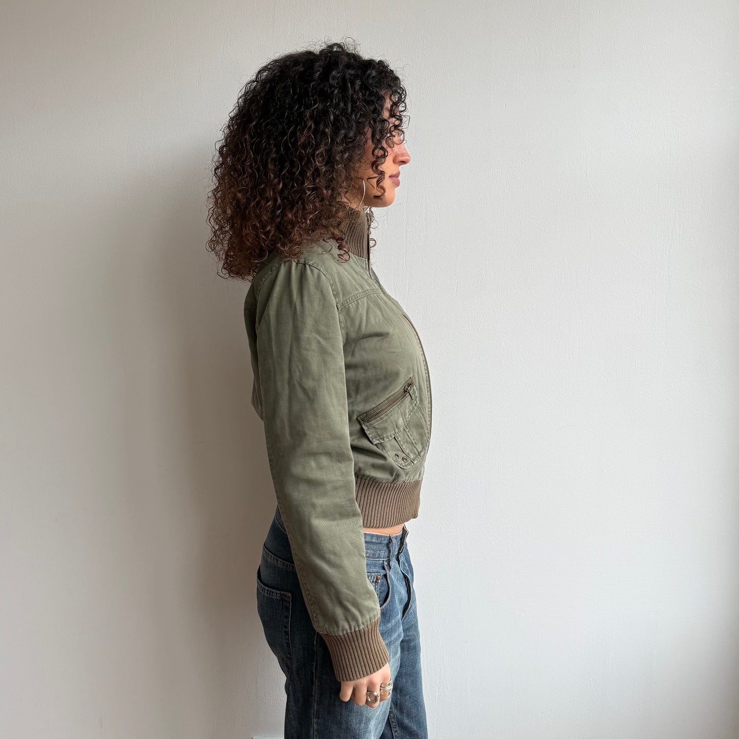 Khaki cargo bomber jacket - Size M