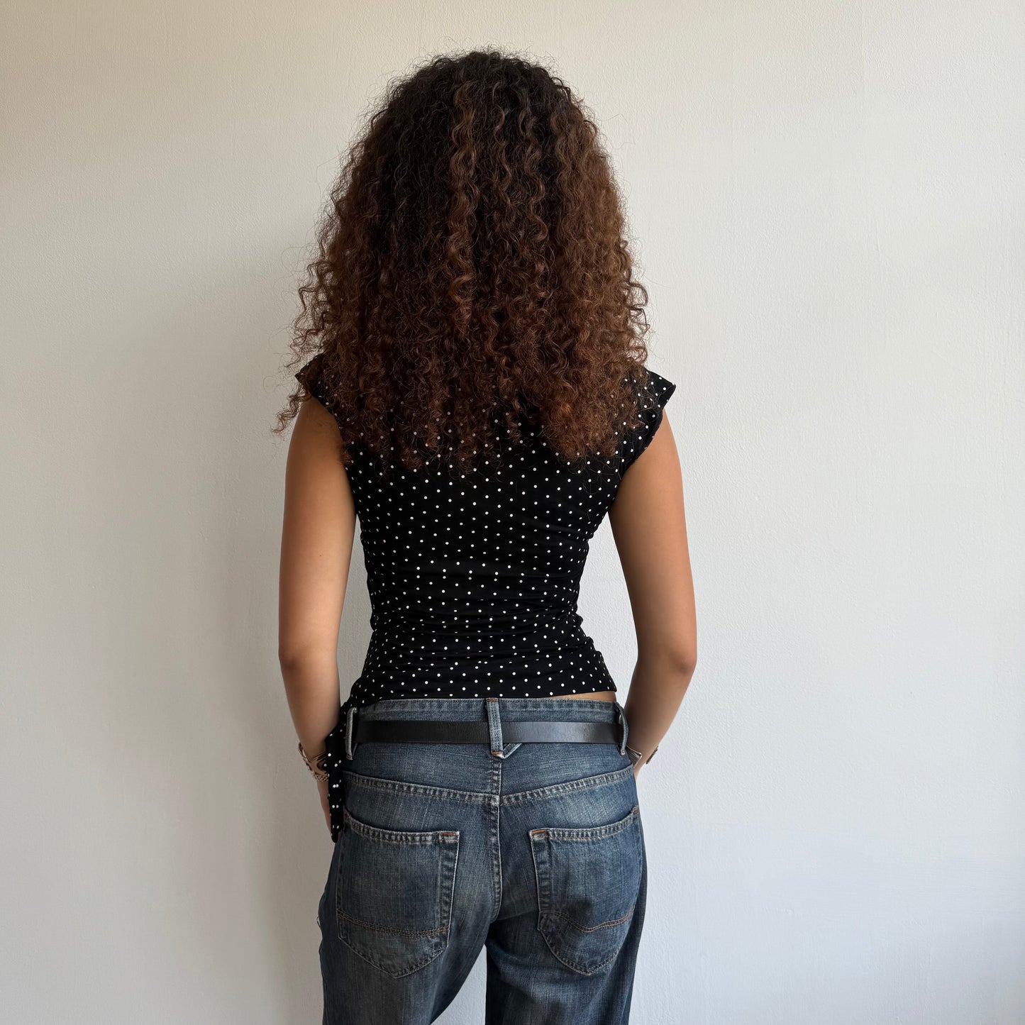 Micro polka dot wrap top - Size S/M