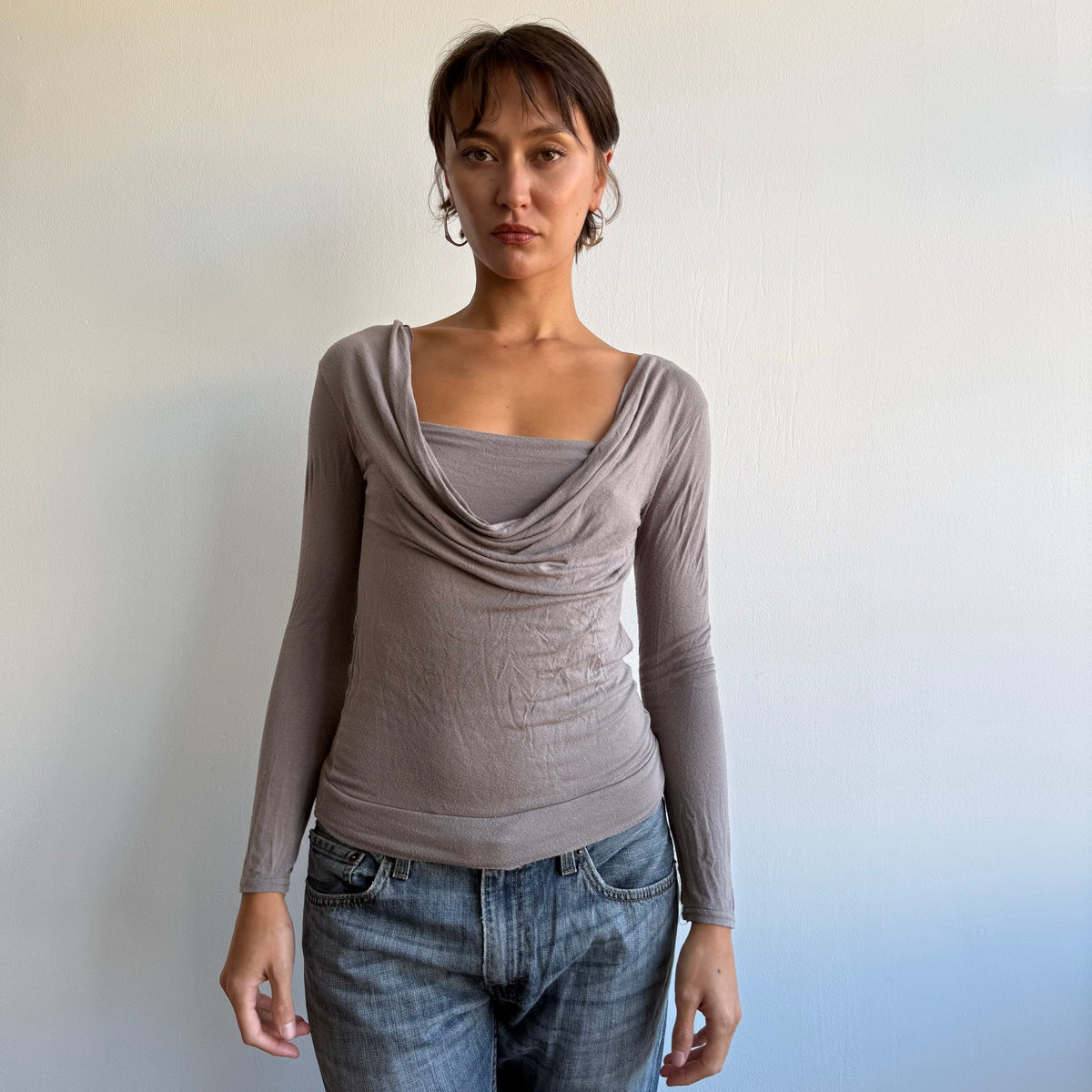 Taupe double layer top - Size S