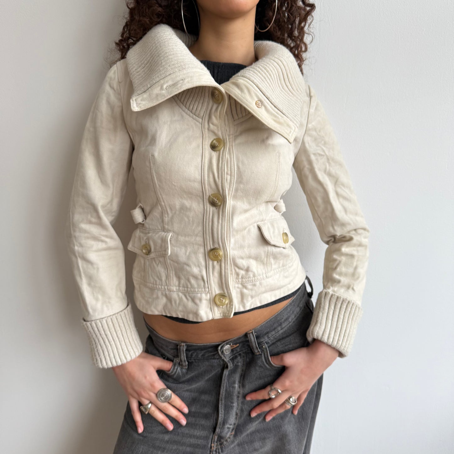 Cream button up jacket - Size S