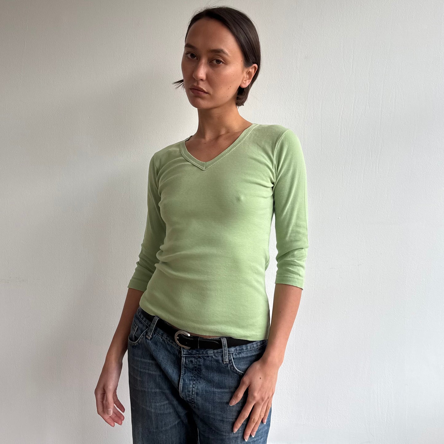 Apple green 3/4 sleeve top - Size S