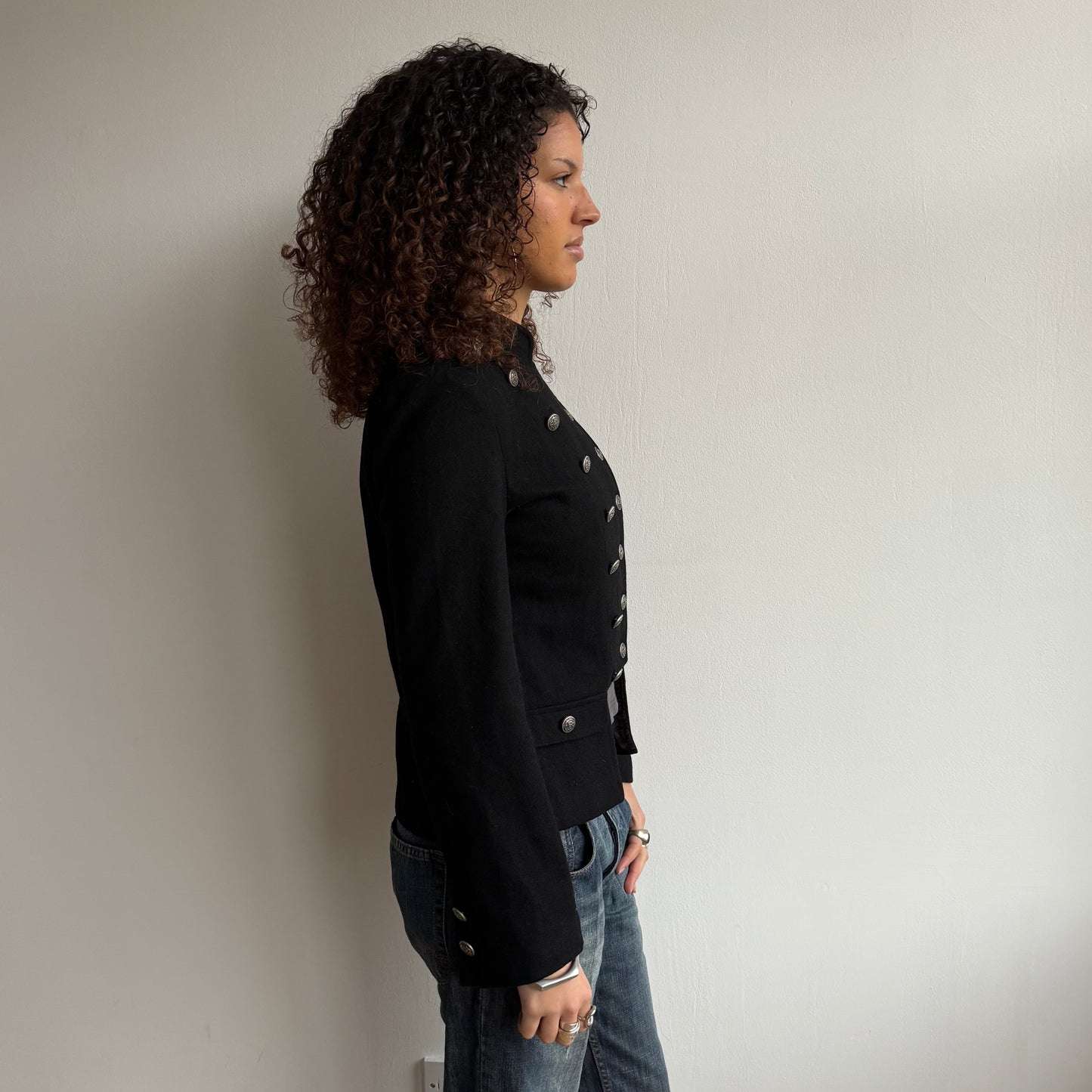 Black wool military jacket - Size M