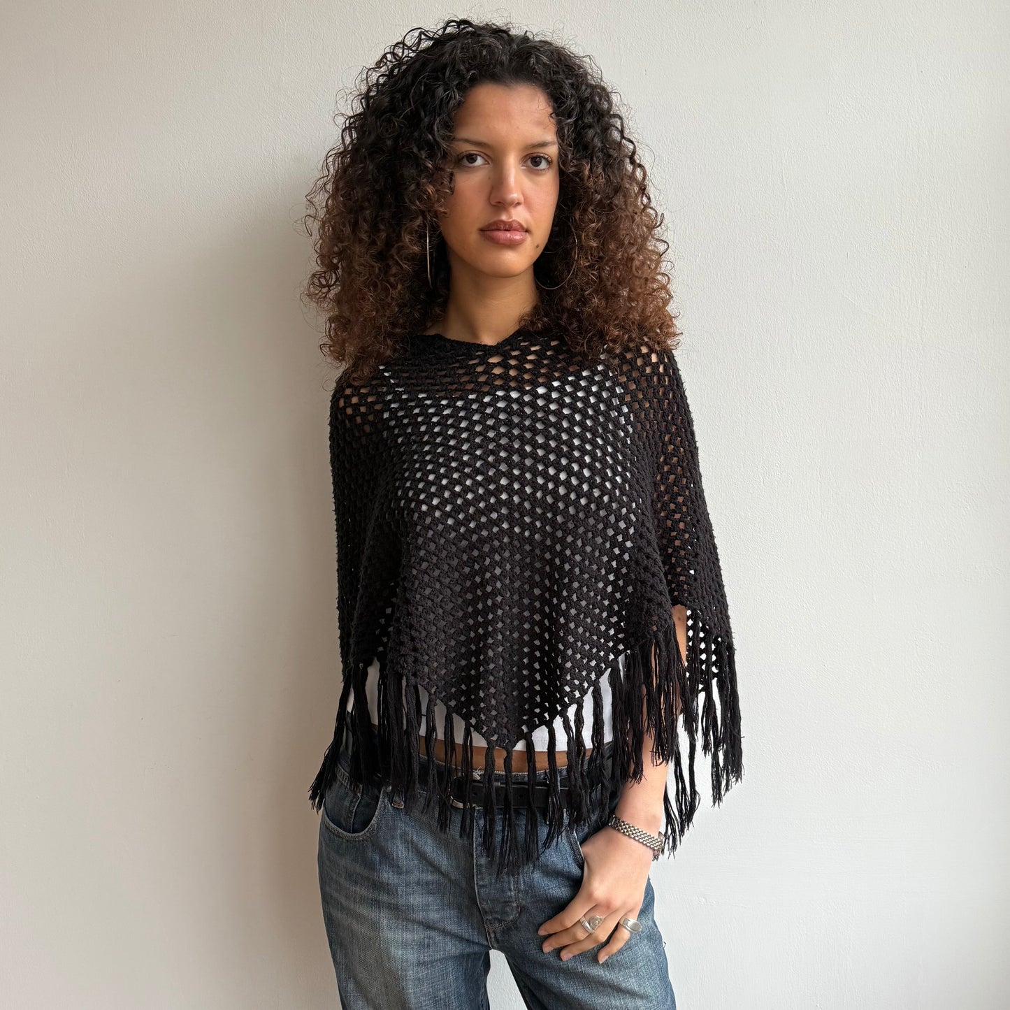 Black crochet poncho - Size S