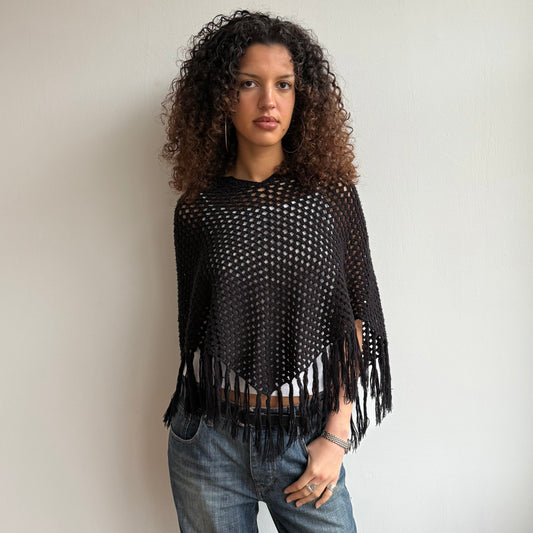 Black crochet poncho - Size S