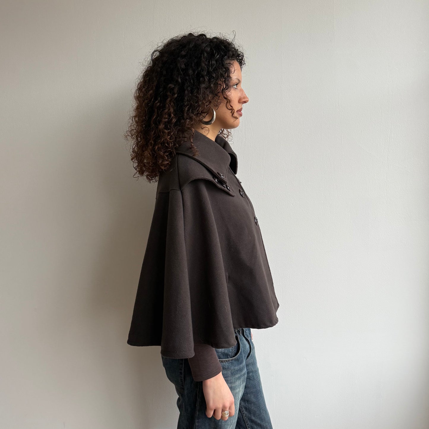 Brown button cape - One Size