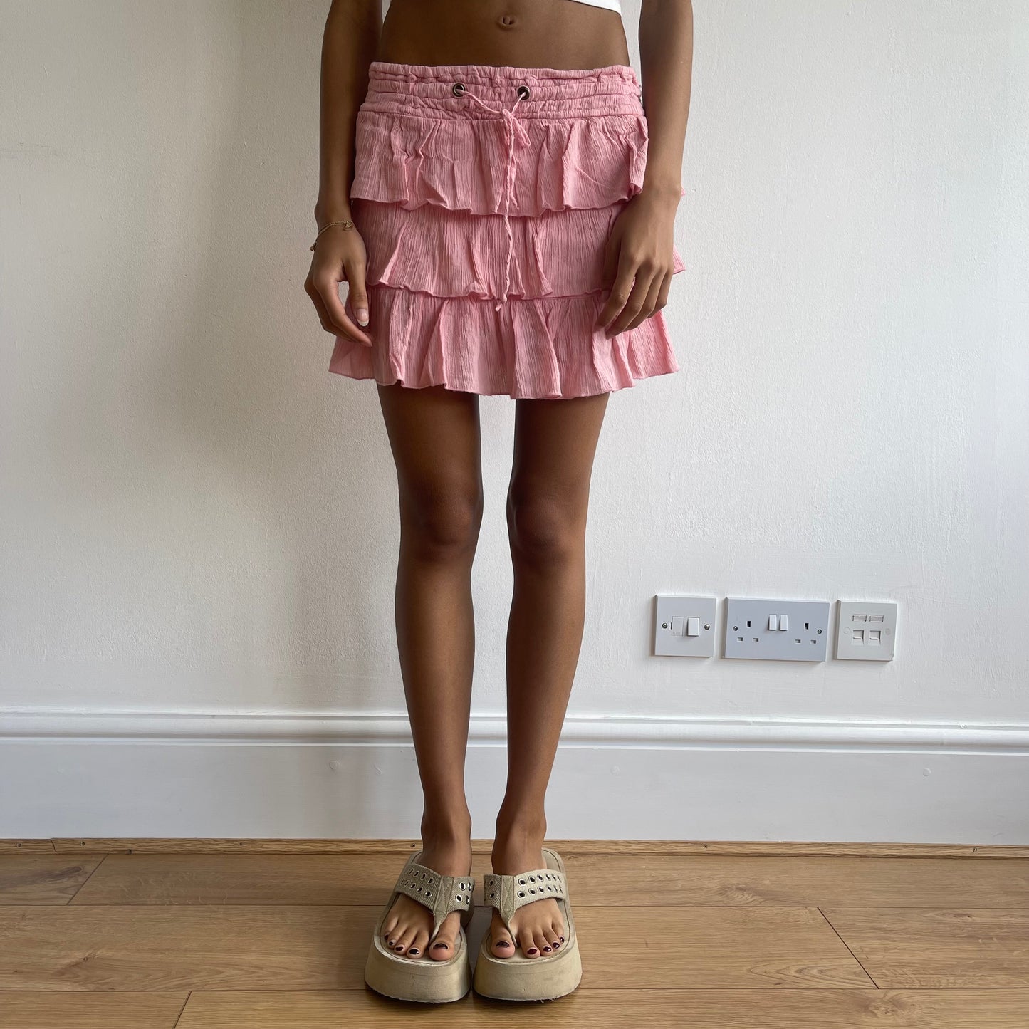 Pink ruffle rara mini skirt - Size XS