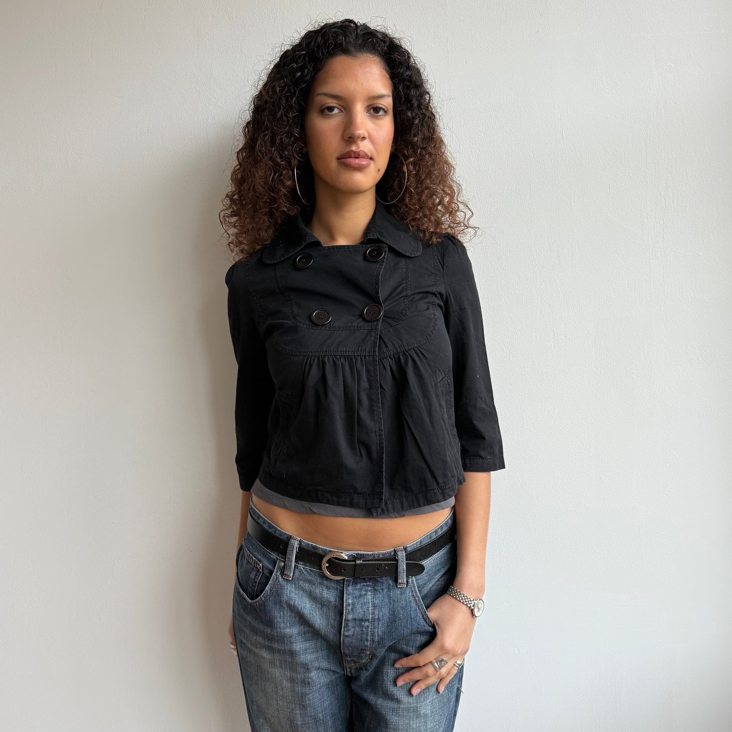 Black 3/4 sleeve jacket - Size XS