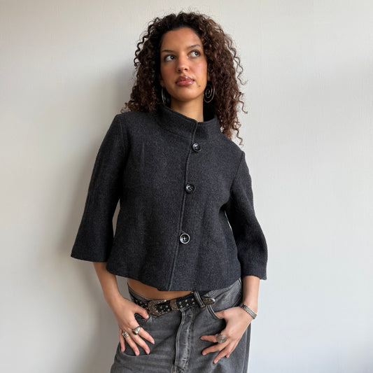 Crop grey wool jacket - Size S