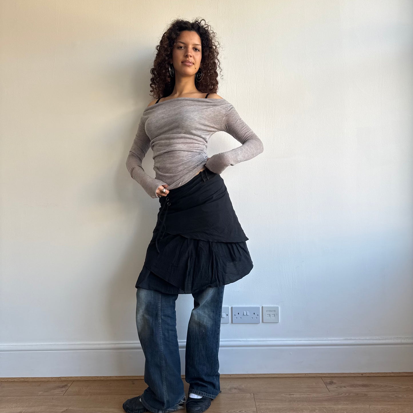 Black d-ring skirt - Size S