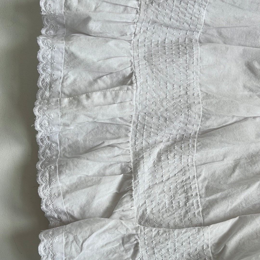 White boho ruched mini skirt - Size S