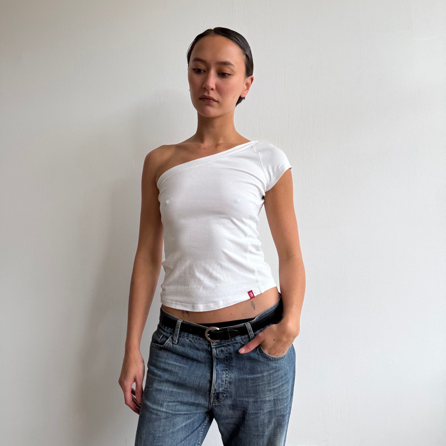 White one shoulder top - Size S