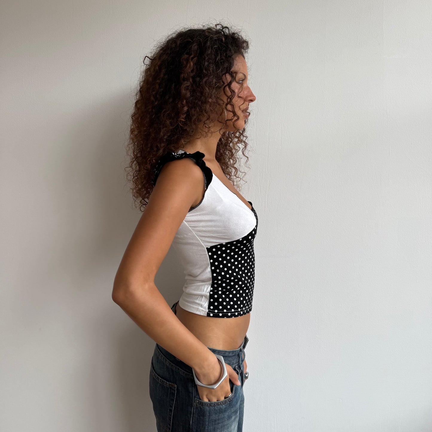 White polka dot wrap top - Size S