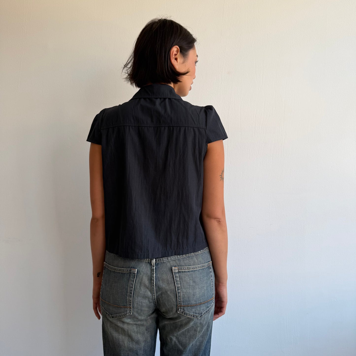 Black short sleeve peacoat - Size S
