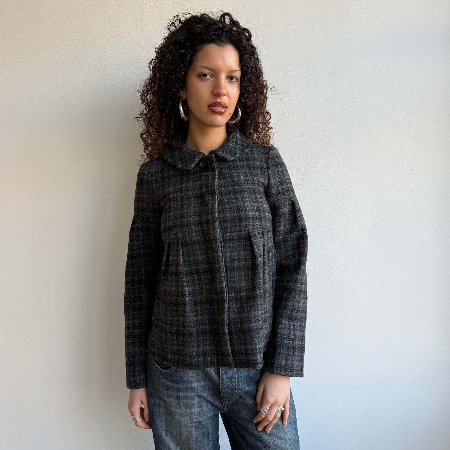 Plaid wool peacoat - Size XS/S