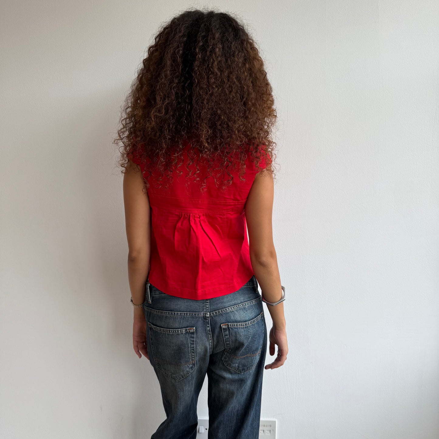 Red short sleeve peacoat - Size S