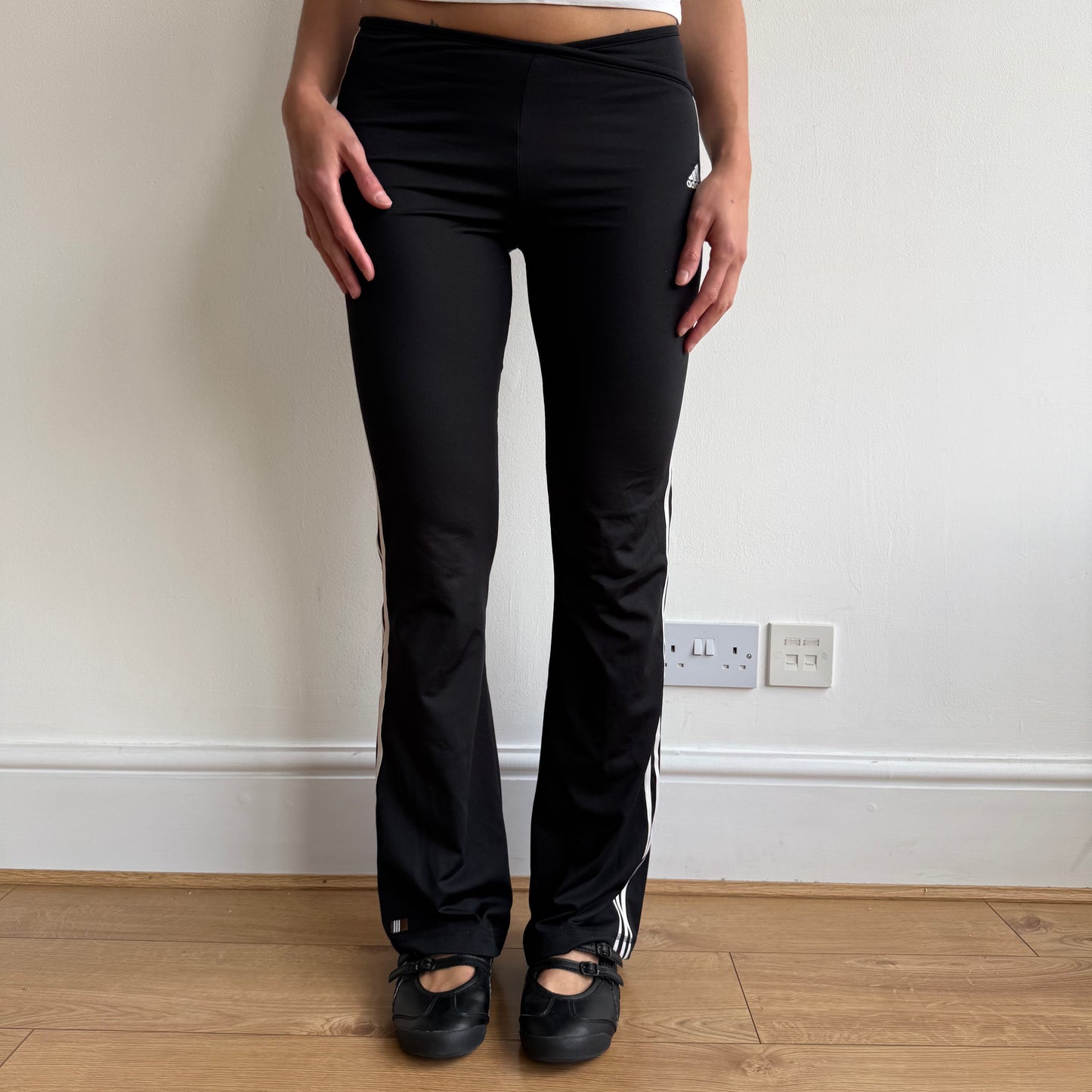 Black Adidas stripe flared yoga pants - Size XS