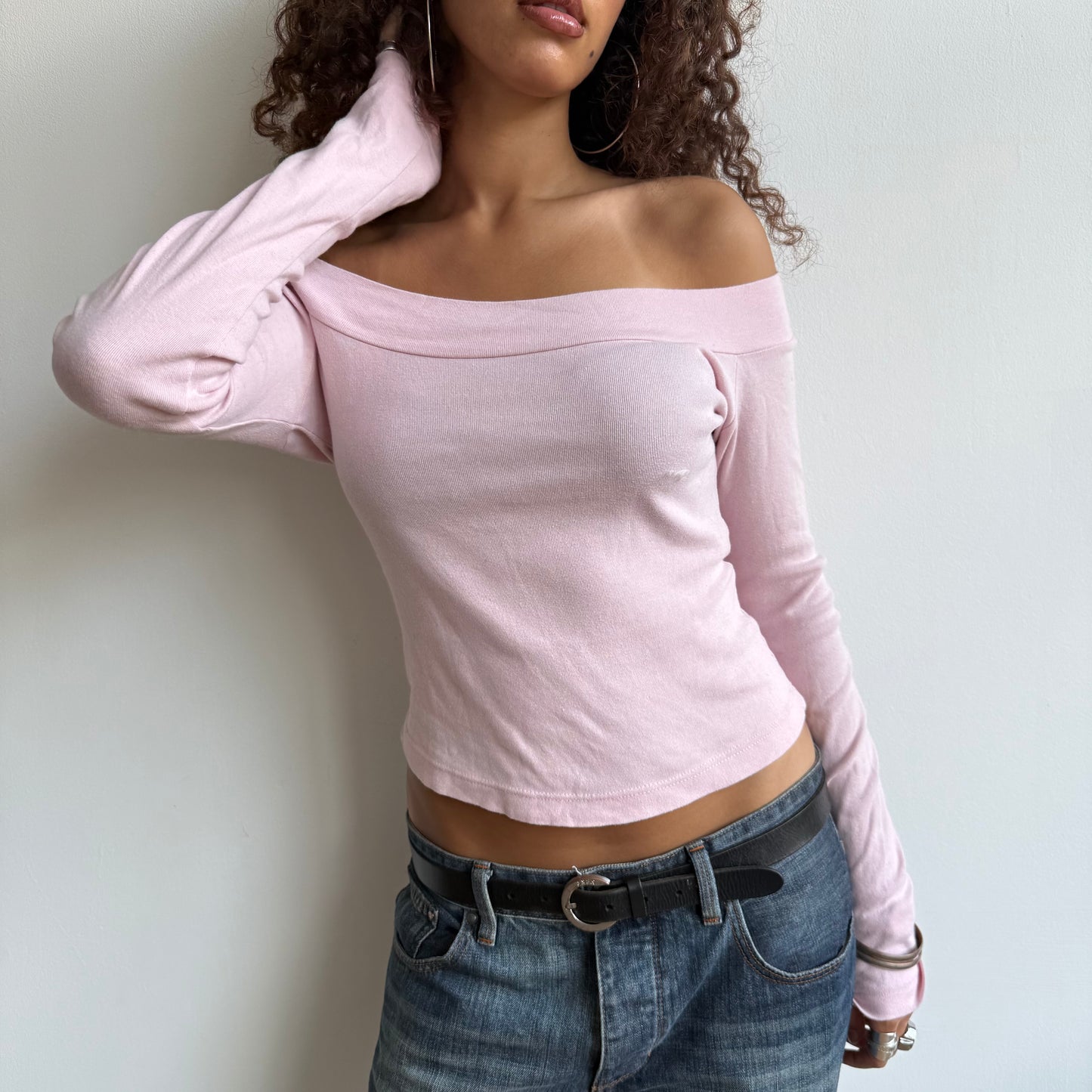 Pale pink bardot top - Size S