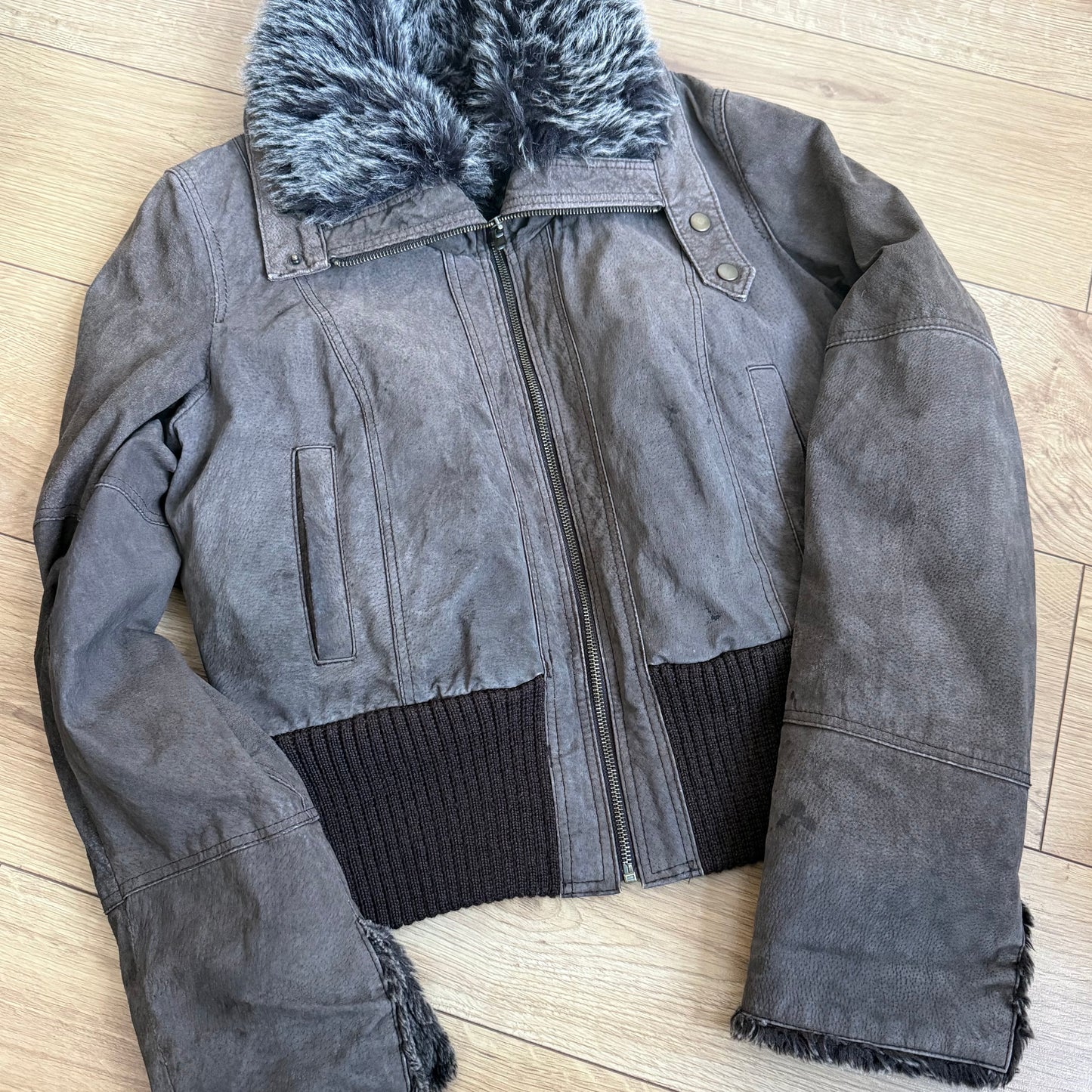 Suede and fur motocross jacket - Size M