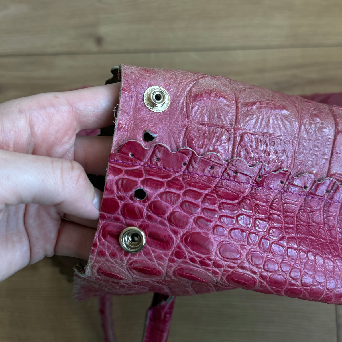 Pink leather snakeskin Furla bag - One Size