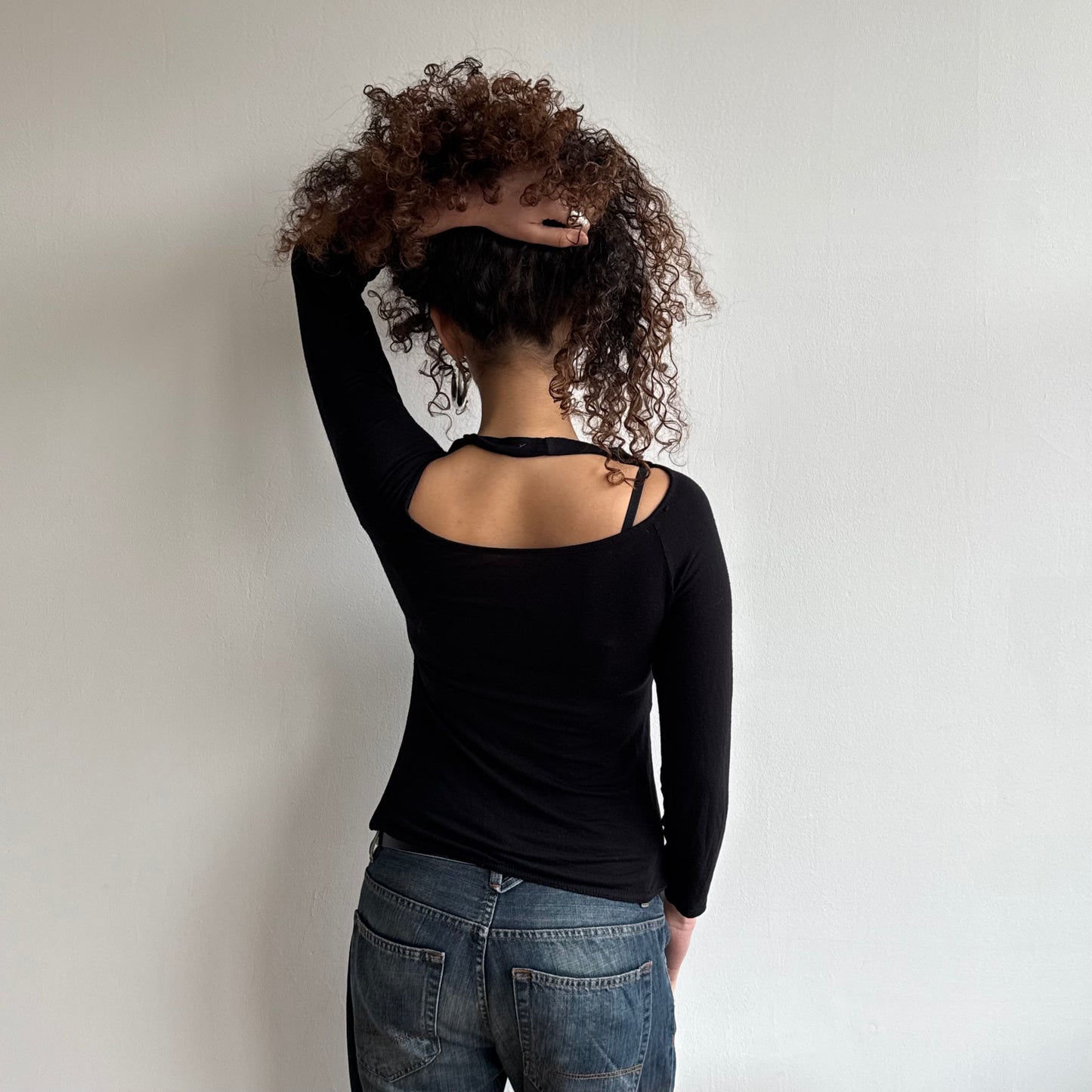 Black double layer keyhole top - Size S