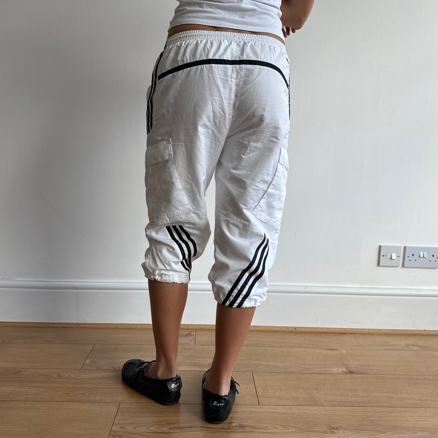 White Adidas cargo capris - Size XS