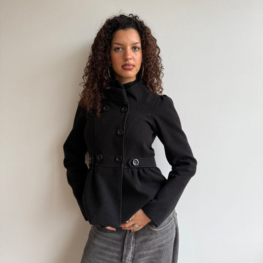 Black button peacoat - Size S