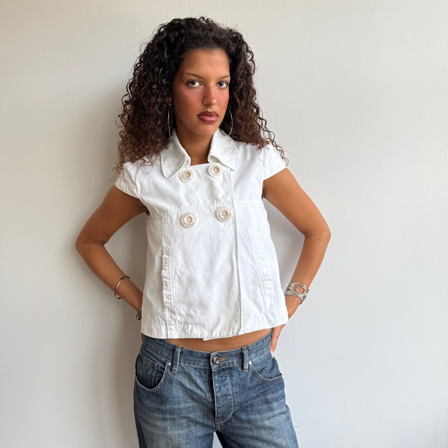 White short sleeve peacoat - Size S
