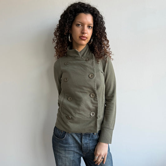 Khaki peacoat collar jumper - Size M