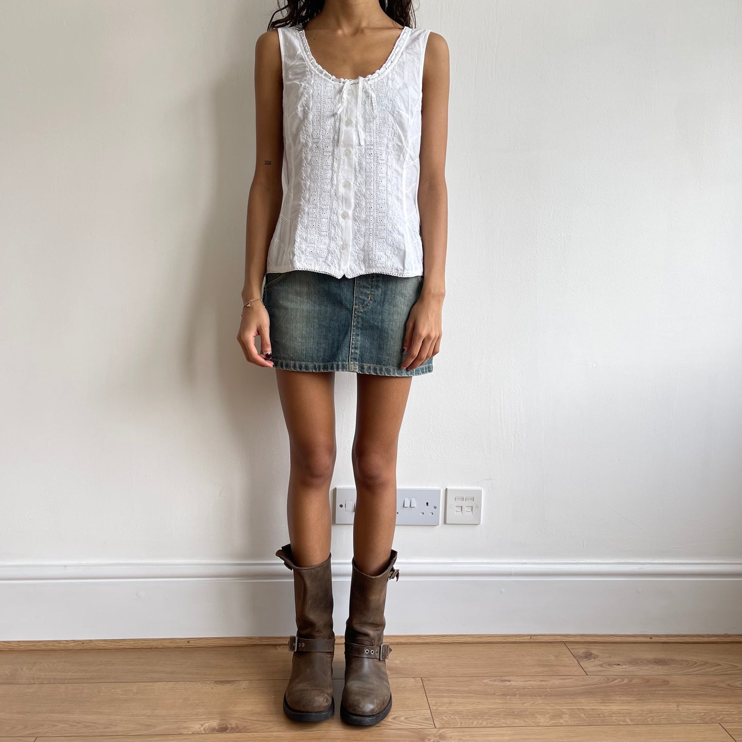 White milkmaid top - Size L