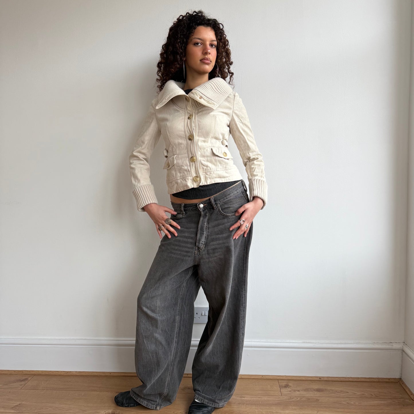 Cream button up jacket - Size S