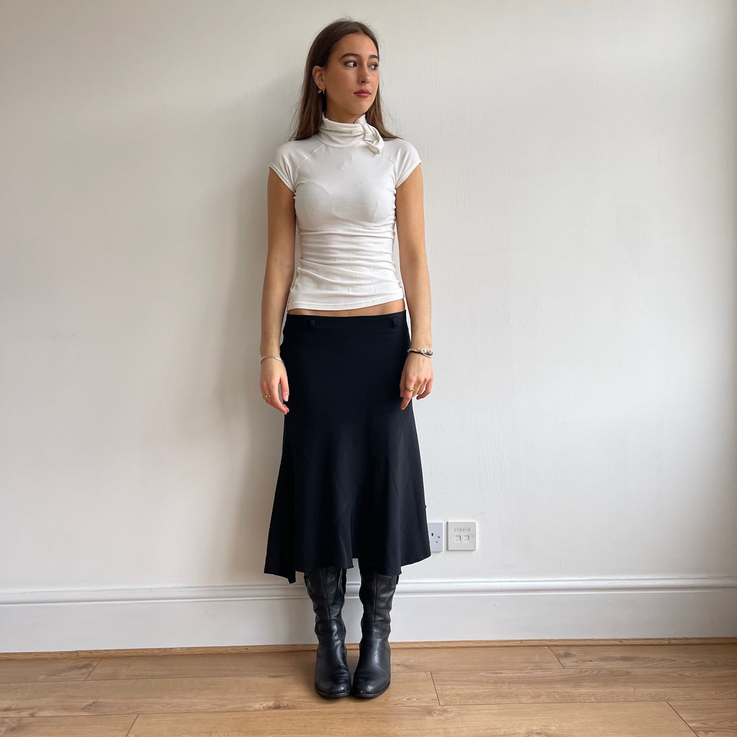 Cream tie neck top - Size S