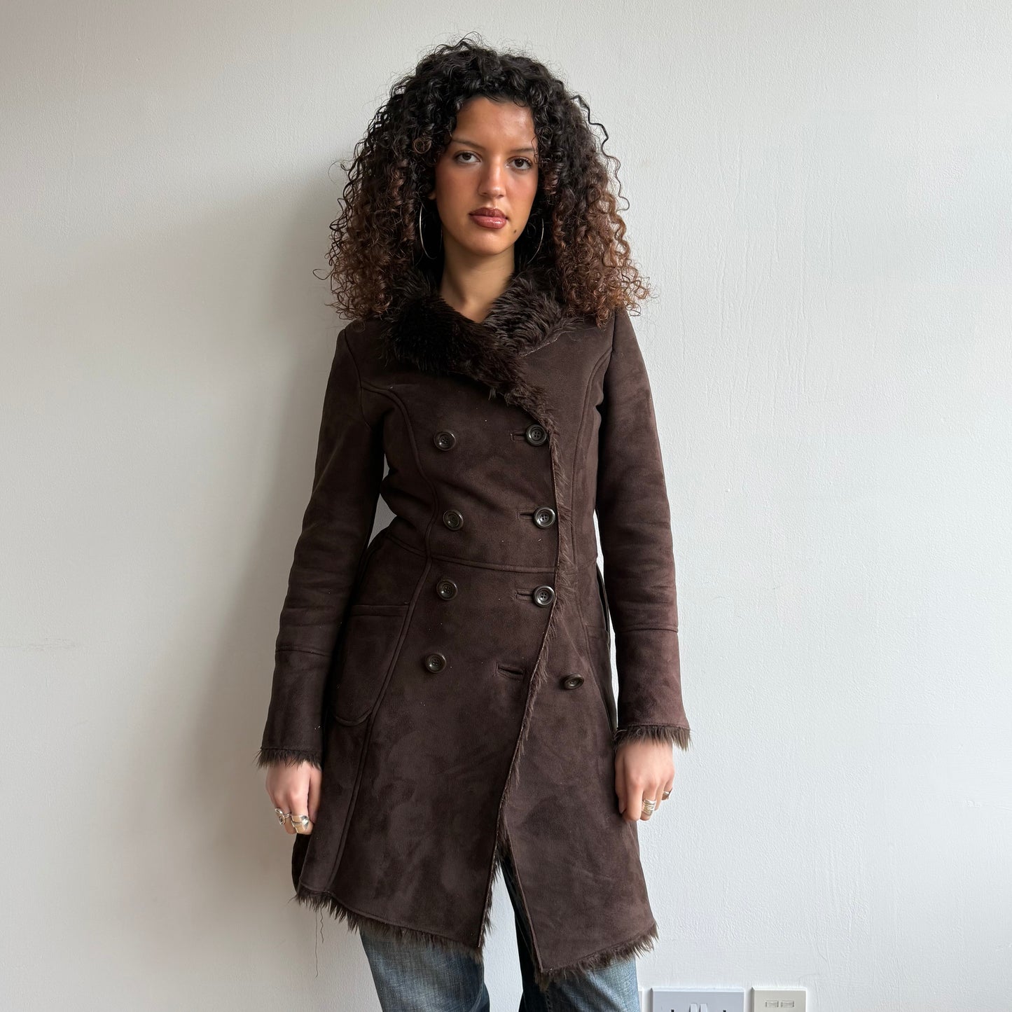 Brown faux fur afghan - Size XS