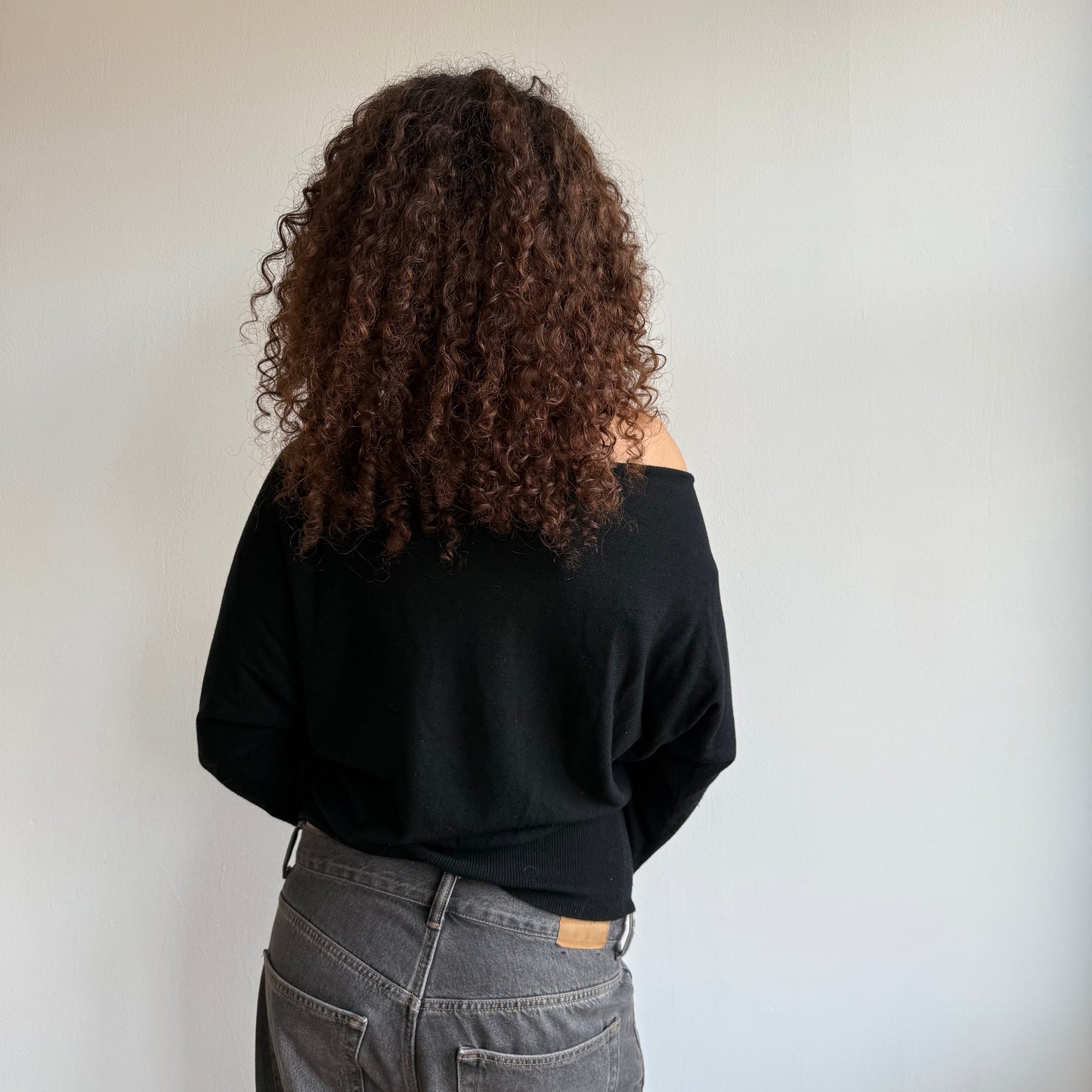 Black slouchy Bardot jumper - Size S