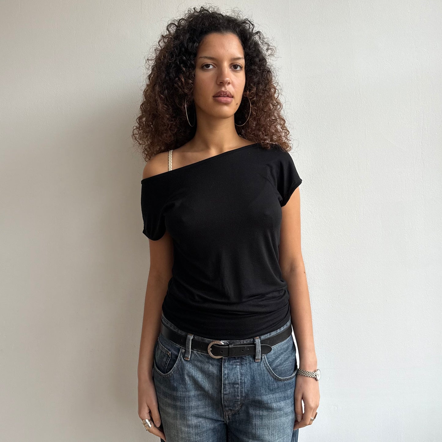 Black keyhole slouchy t-shirt - Size M