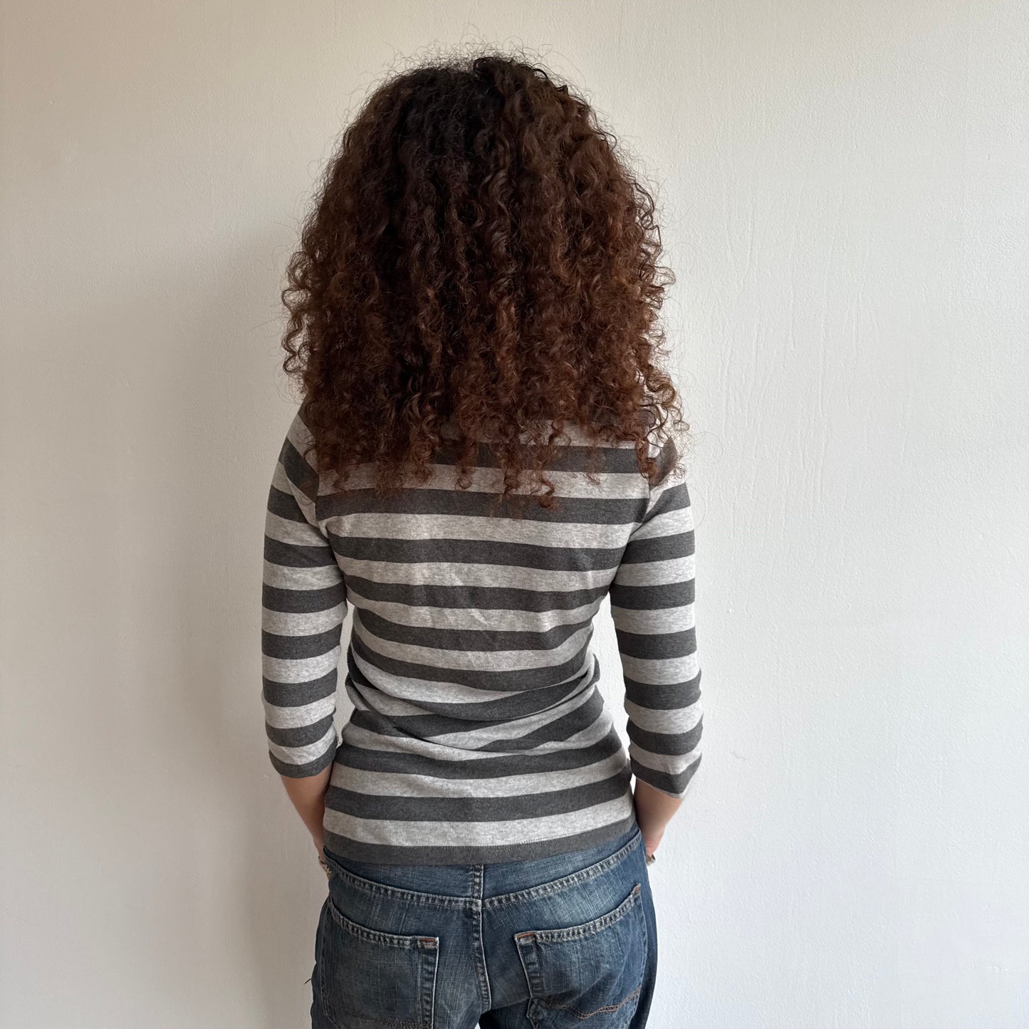 Grey striped breton top - Size S