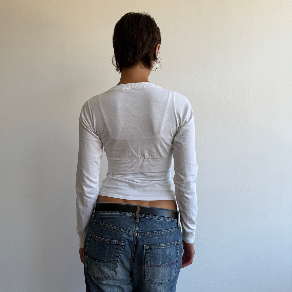 Cropped white button cardi - Size S