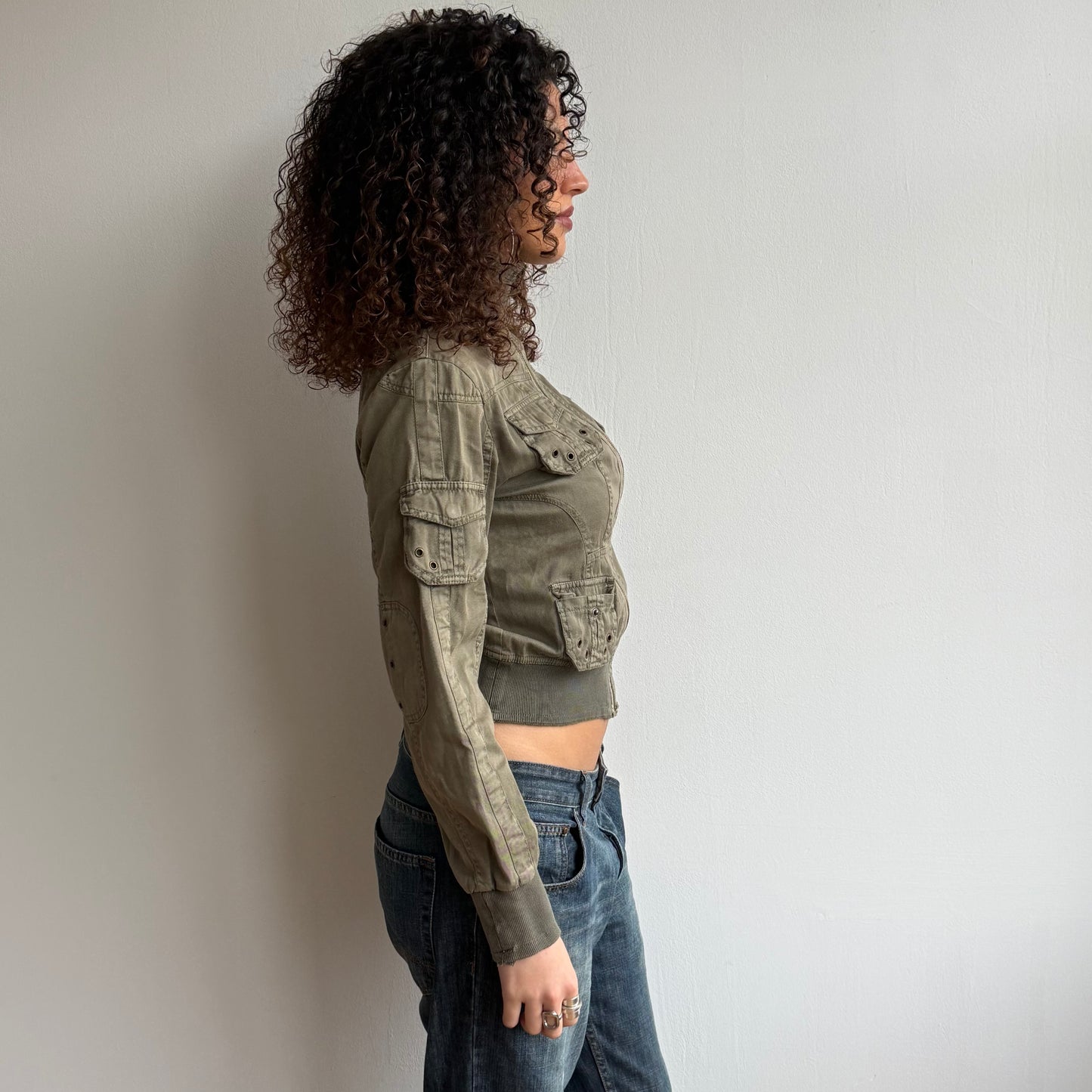 Khaki cargo bomber jacket - Size S