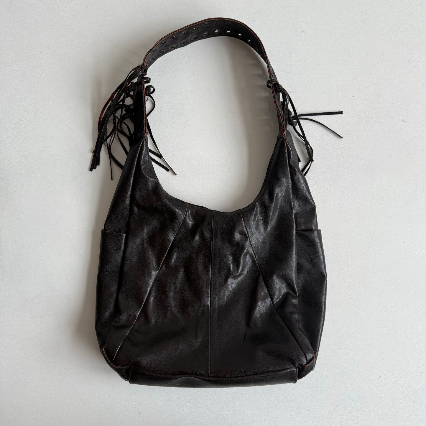 Brown leather tassel bag
