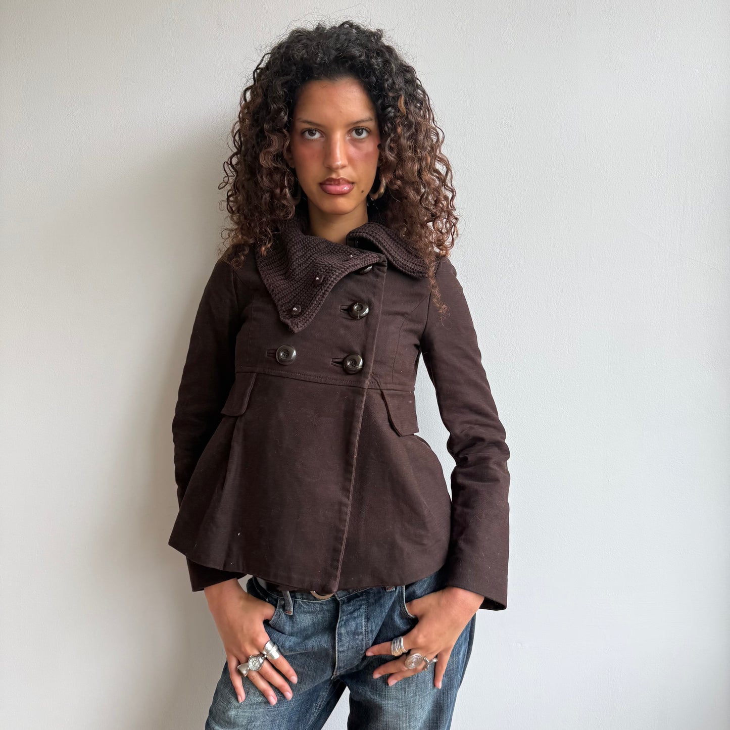 Brown double breasted peacoat - Size S